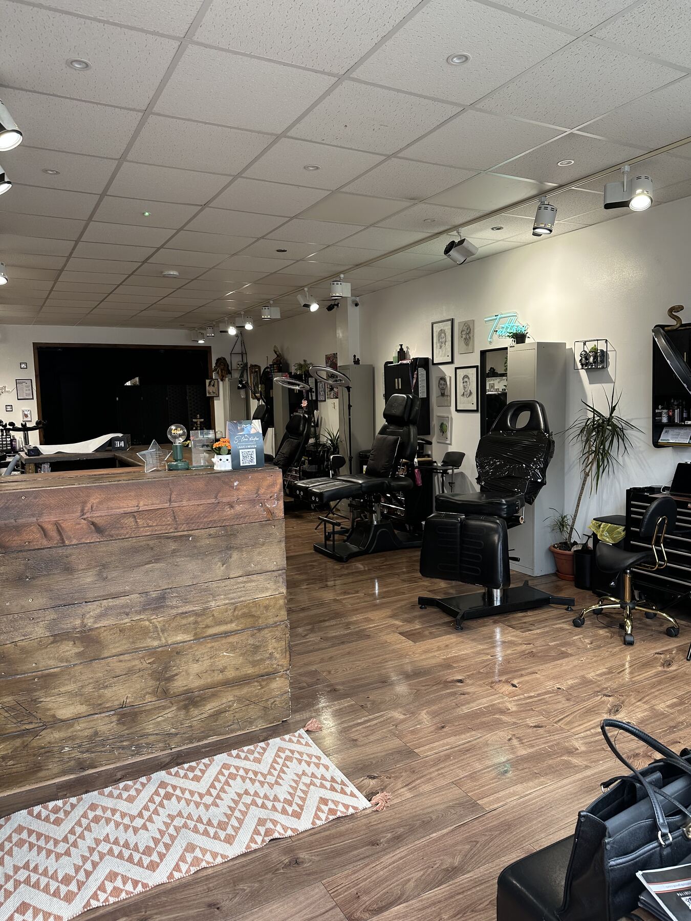 Tattoo chairs at S-Line Studios, Old Town, Swindon